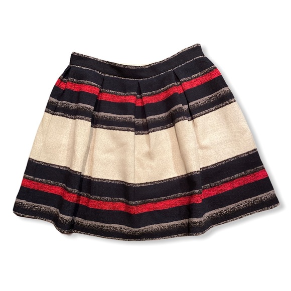 Zara Dresses & Skirts - Zara Pleated black red white & grey striped skirt